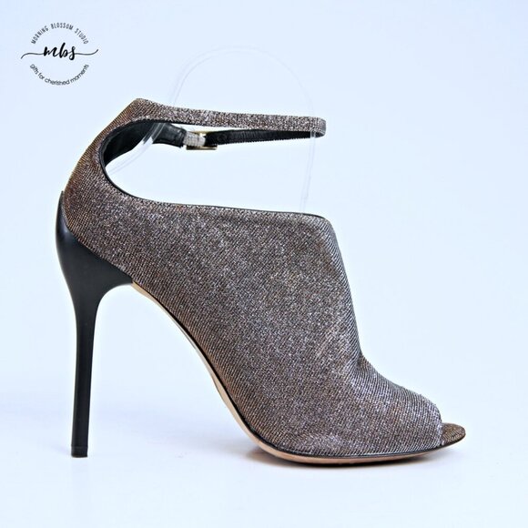 Brian Atwood BFliese Metallic Peep Toe Stilettos Silver Gold Women 7.5 - Picture 8 of 14